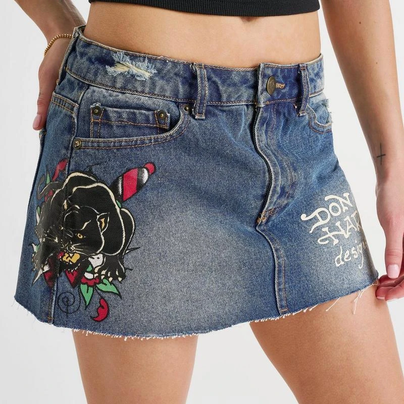 Ed Hardy Women's Ed Hardy Panther Dagger Denim Mini Skirt 5