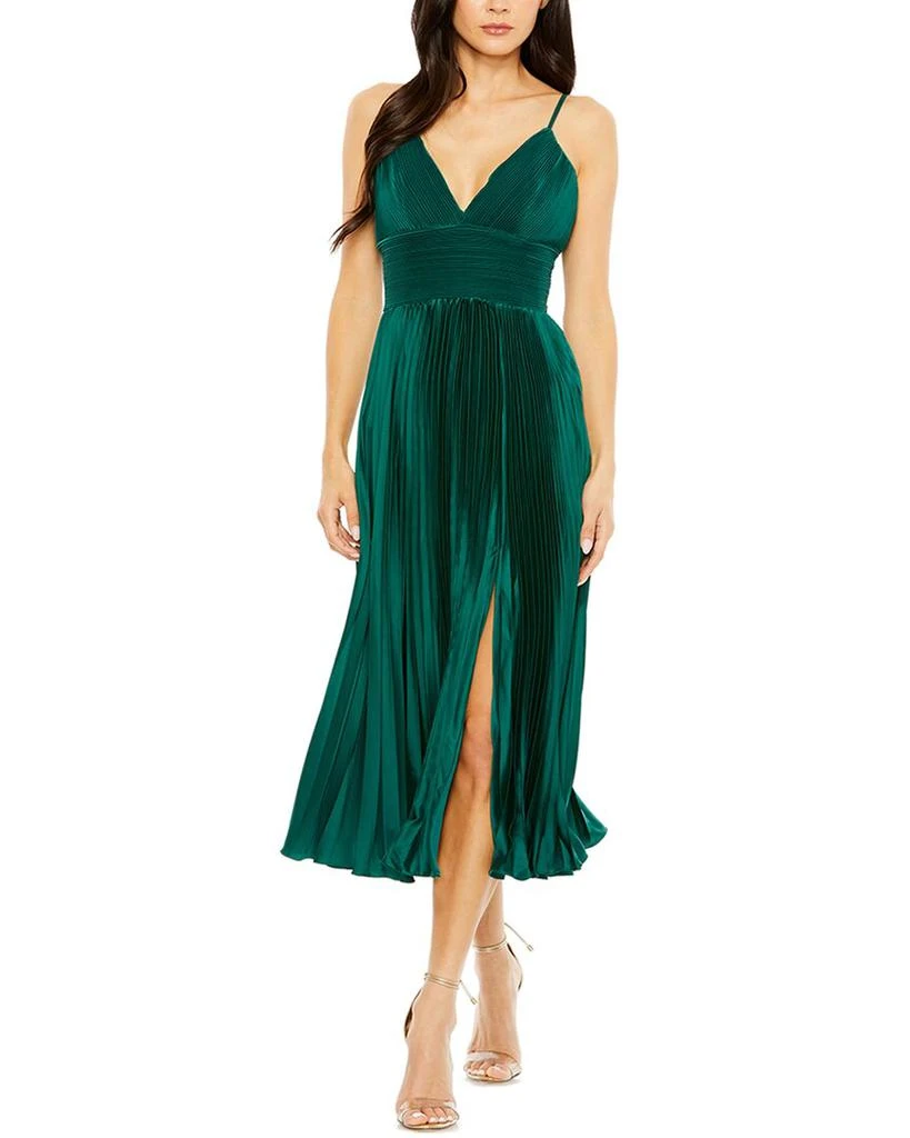 Mac Duggal - Green Slim Strap Ruched Top Heat Pleated Dress - US 2