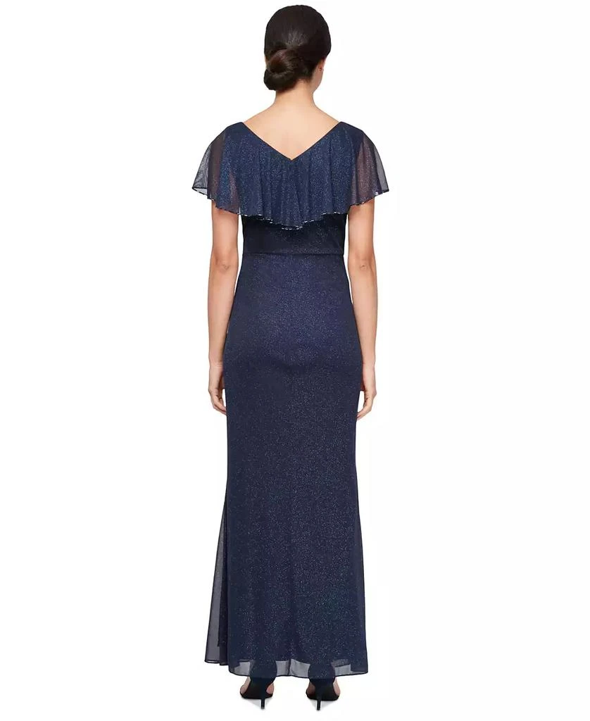 SL Fashions Women's Beaded Ruffled Capelet Gown 2