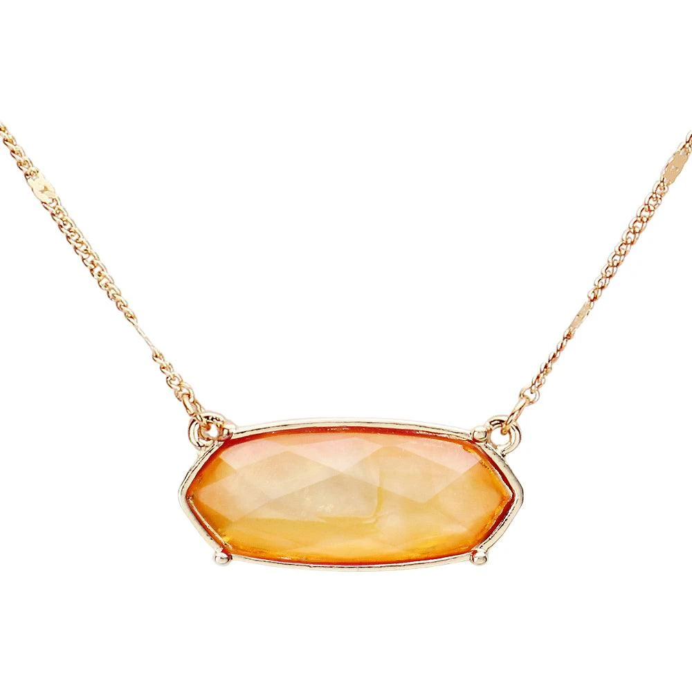 FASHNZFAB Crystal Hexagon Pendant Metal Chain Necklace 2