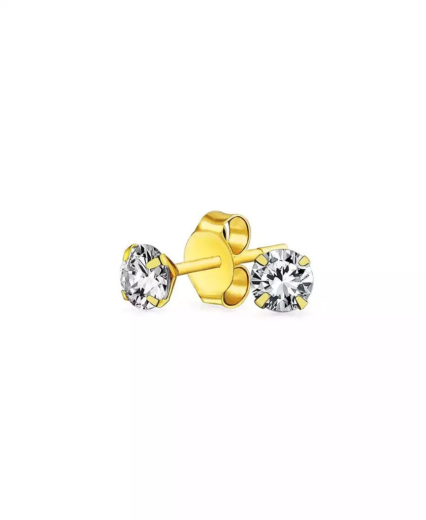 Bling Jewelry Tiny14K Yellow Gold .40CT Tiny Round Cubic Zirconia Solitaire CZ Stud Earrings 1
