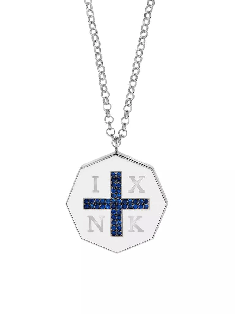 Ileana Makri Liberty 18K White Gold, Enamel & Blue Sapphire Jesus Christ Victorious Necklace 1