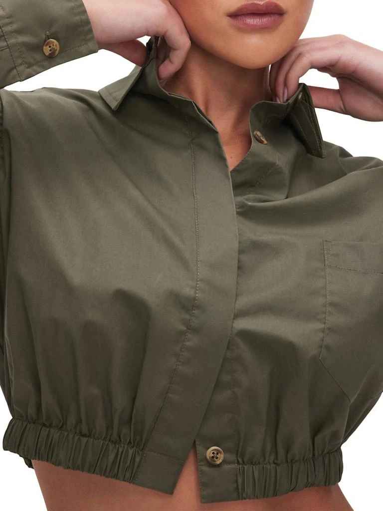 Good American Coated Poplin Cropped Shirt 7