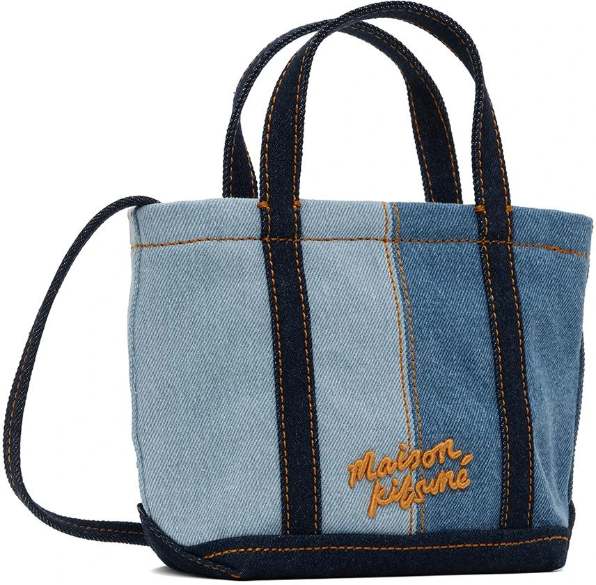 Maison Kitsuné Blue Fox Head Mini Denim Tote 3