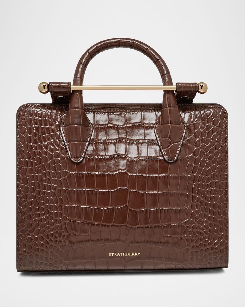 Strathberry Mini Croc-Embossed Leather Tote Bag