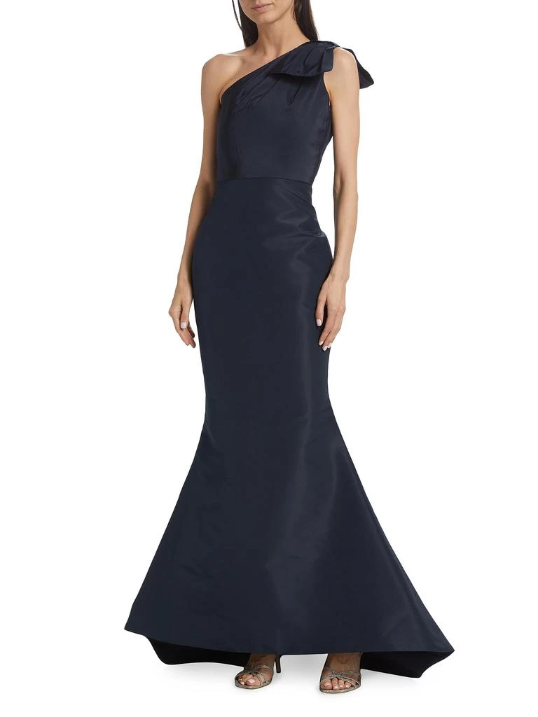 Alexia María Silk Faille One-Shoulder Gown