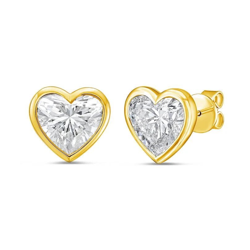 Diana M Jewels 14KT YELLOW GOLD LAB GROWN heart shape STUDS IN A BEZEL SETTING WEIGHING 8.00 CTS TW 2