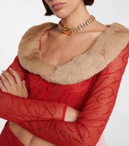 BLUMARINE Embellished mesh cardigan 4