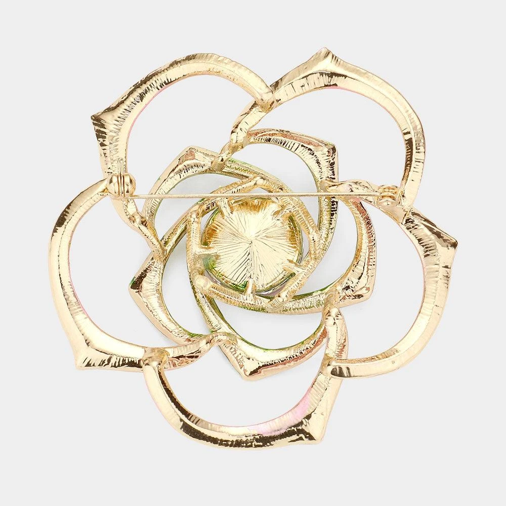 FASHNZFAB Stone Embellished Flower Pin Brooch 2