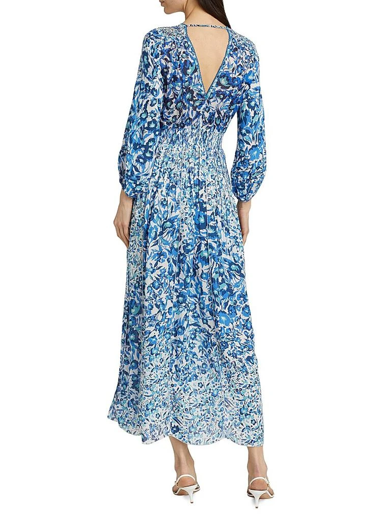 Poupette St Barth Annabelle Floral Crêpê V-Neck Midi Dress 5