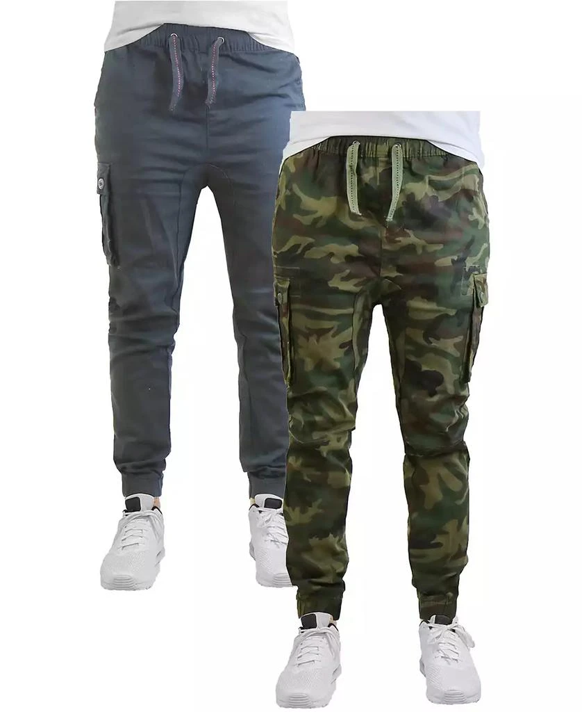 Galaxy By Harvic Men's Cotton Stretch Twill Cargo Joggers, Pack of 2 12