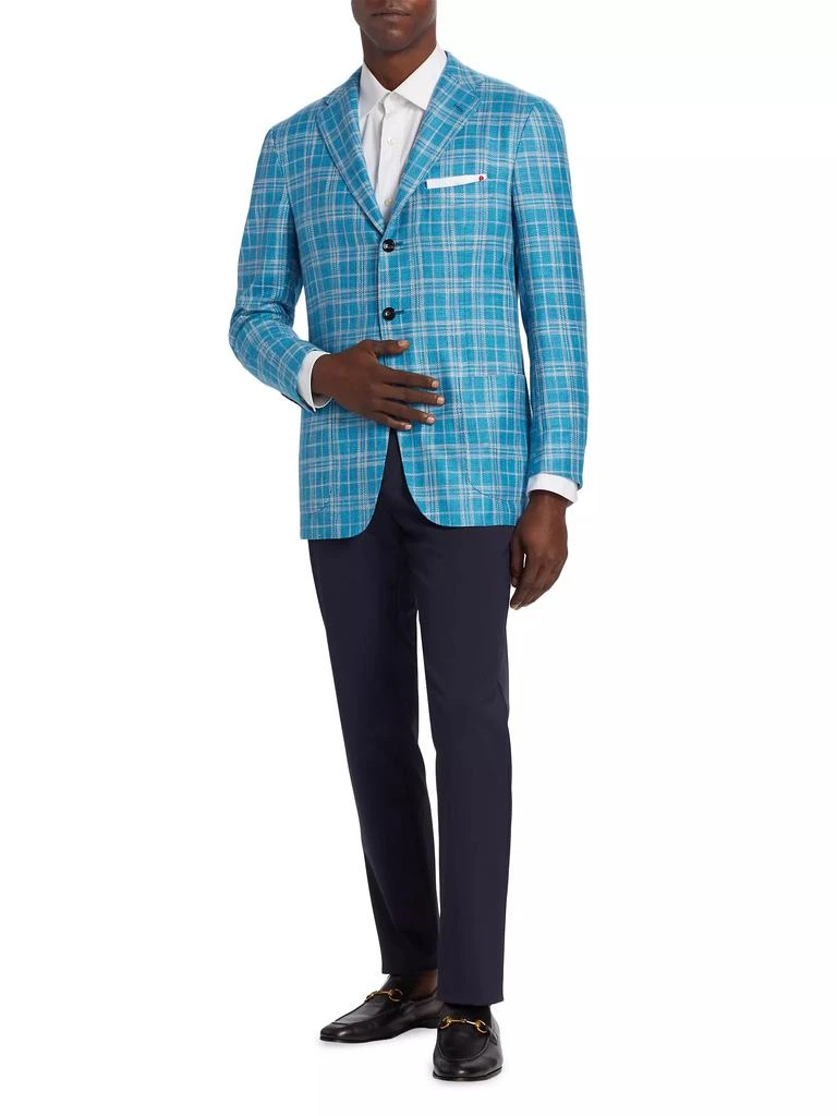 Kiton Plaid Silk-Blend Three-Button Sport Coat 2