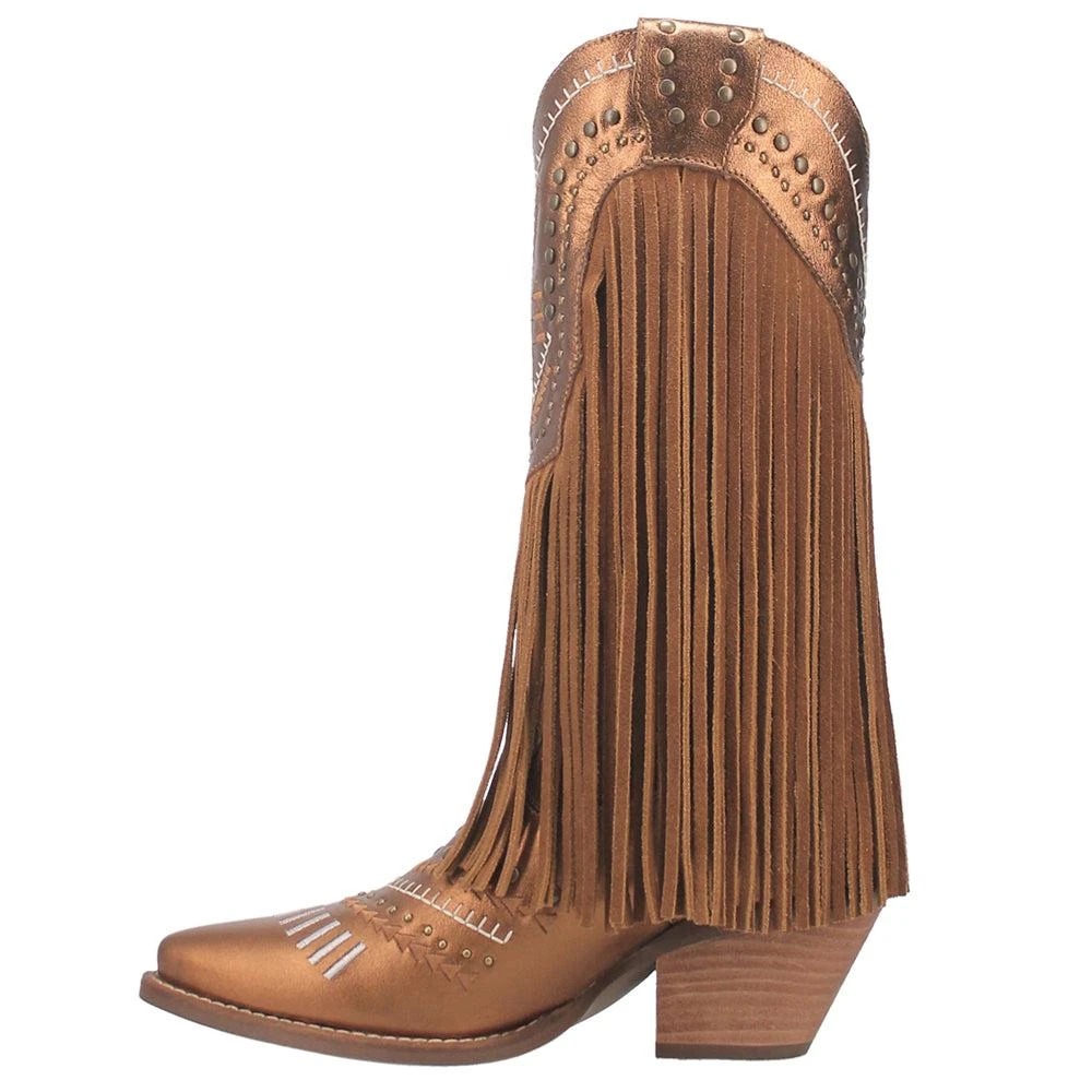 Dingo Gypsy Studded Fringe Metallic Snip Toe Cowboy Boots 3