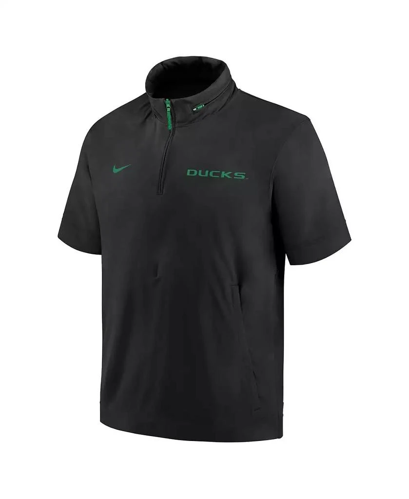 NIKE Men's Black Oregon Ducks 2024 Sideline Coach Short Sleeve Half-Zip Hoodie Jacket 3