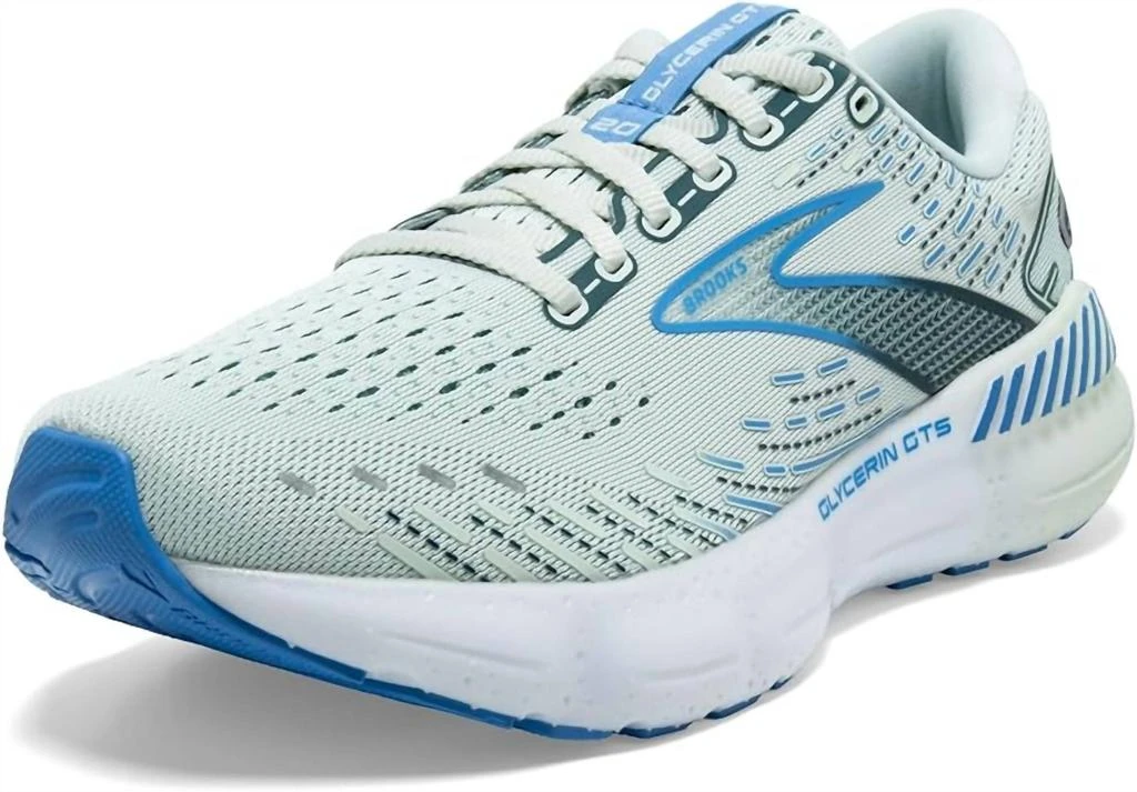 Brooks Women's Glycerin Gts 20 Running Shoes ( B Width ) In Blue Glass/marina/legion Blue