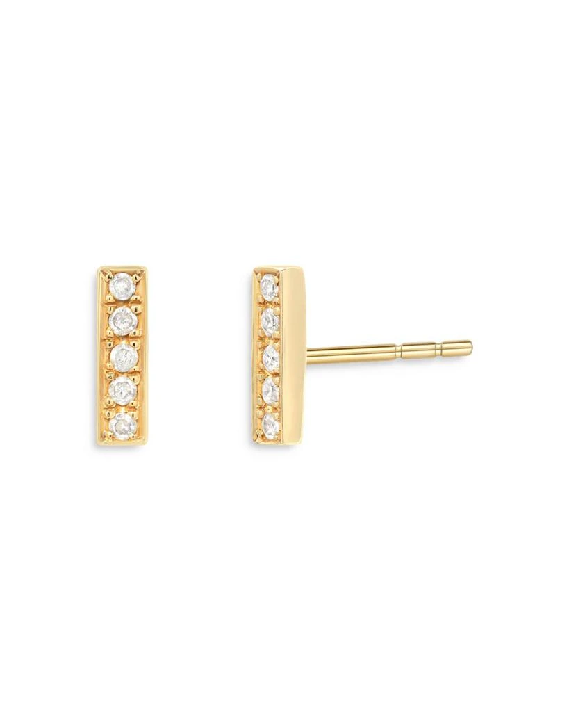 Zoe Lev 14K Yellow Gold Diamond Bar Stud Earrings 1