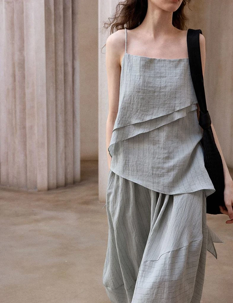 Pixie Market Gray Striped Cocoon Skirt 8