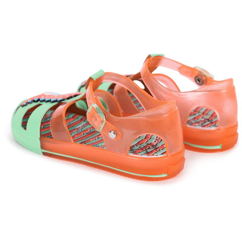 COLORS OF CALIFORNIA Crocodile rubber sandals in green and orange
