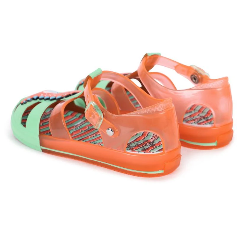 COLORS OF CALIFORNIA Crocodile rubber sandals in green and orange 2