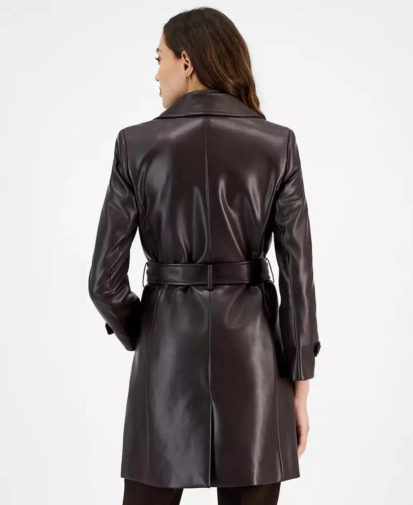 Tahari Women's Faux-Leather Trench Coat 2