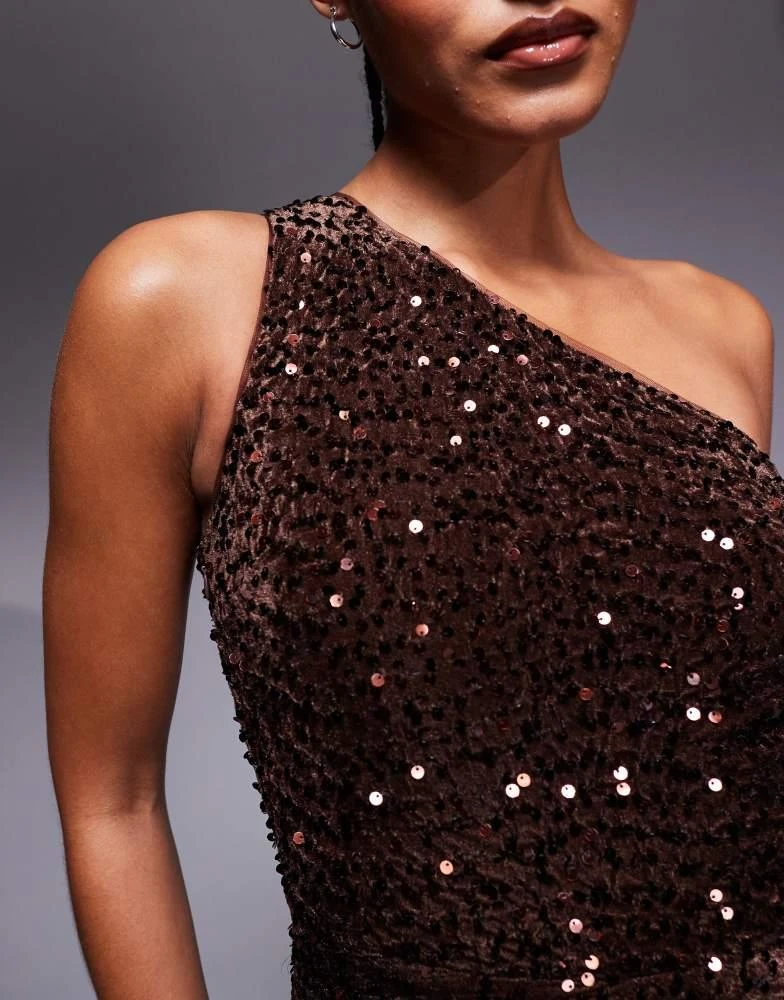 Jaded Rose Tall Jaded Rose Tall one shoulder sequin midaxi dress in chocolate 3