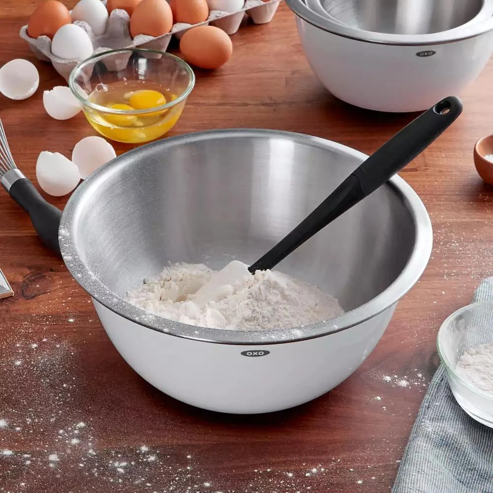 OXO Non-Skid Mixing Bowls, Set of 3 White Stainless Steel 4