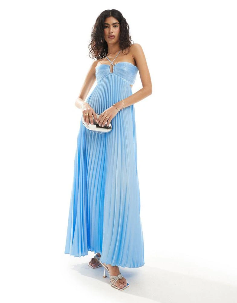 slim fit dress slacks Raise A Toast Satin Plisse Halter Maxi Dress in Fuchsia
