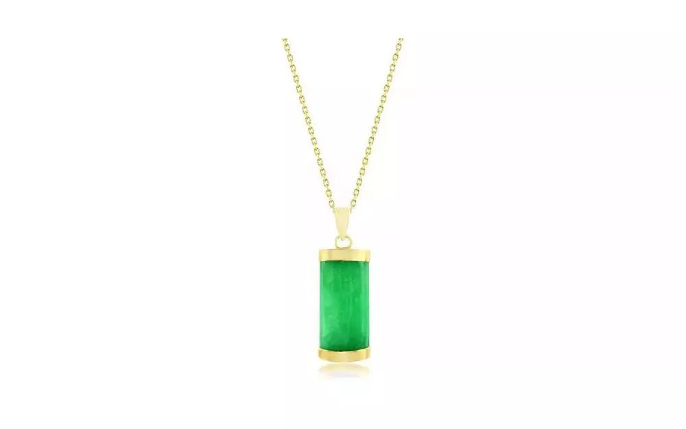 Simona 14K Yellow Gold, Jade Rectangle Pendant Necklace