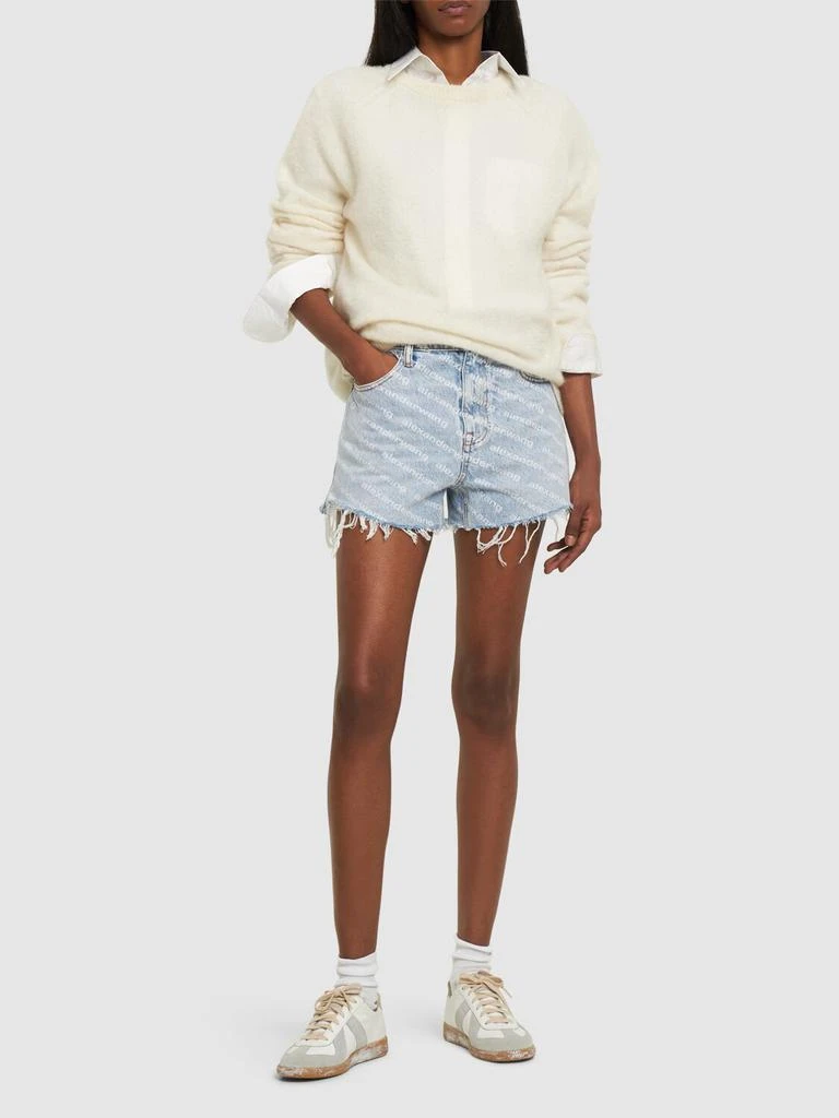 ALEXANDER WANG High Waist Flocked Logo Denim Shorts 1