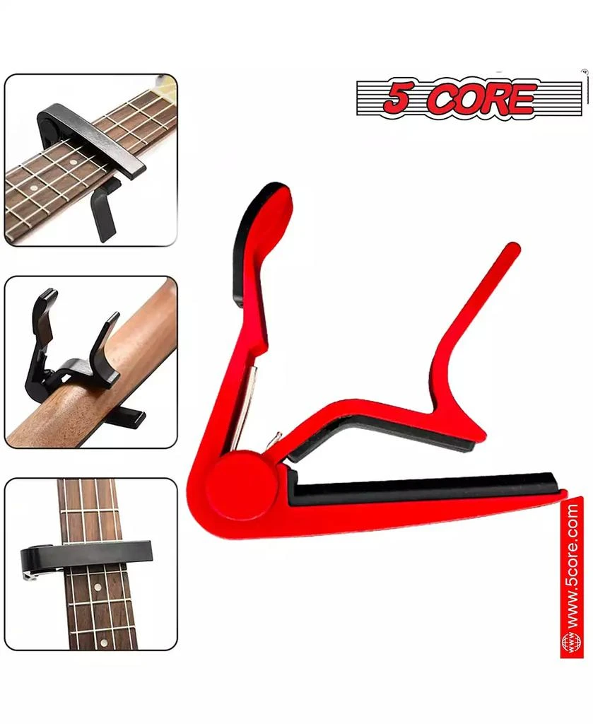 5 Core 5Core Capo Acoustic Electric Guitar 6 String Kapo Clip For Banjo Mandolin Ukulele  - CAPO RED 3
