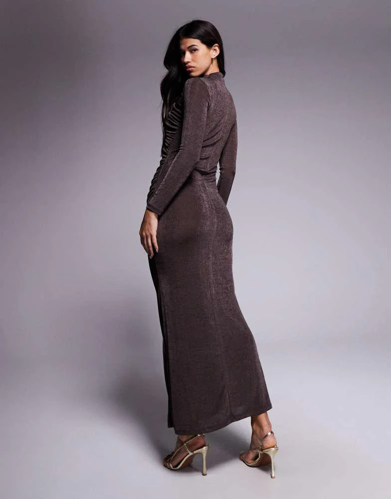 Daska Daska exclusive jersey maxi dress with drape detail in Chocolate brown - Chocolate - XL