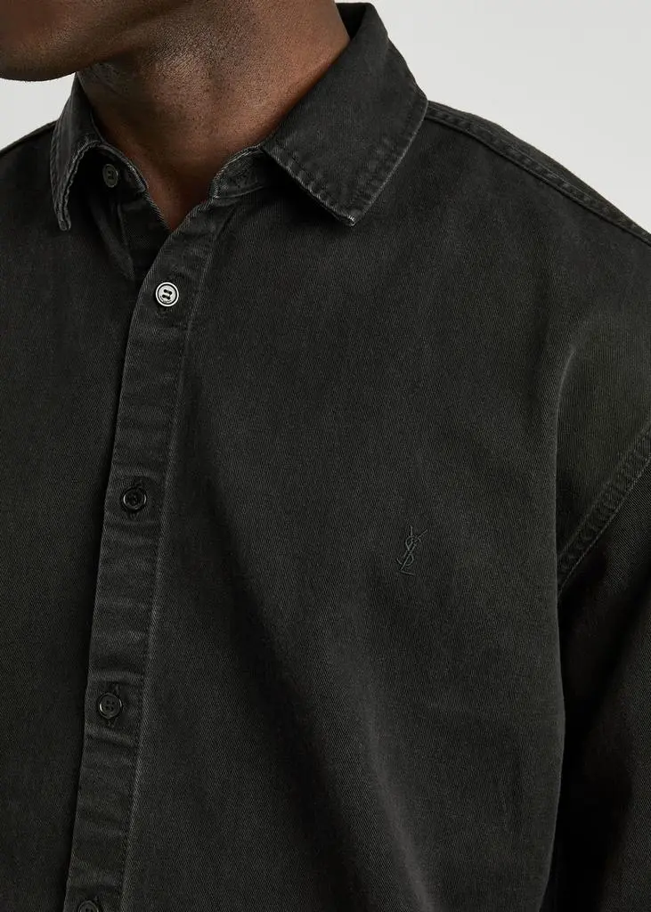 Yves Saint Laurent Logo-embroidered denim shirt 5