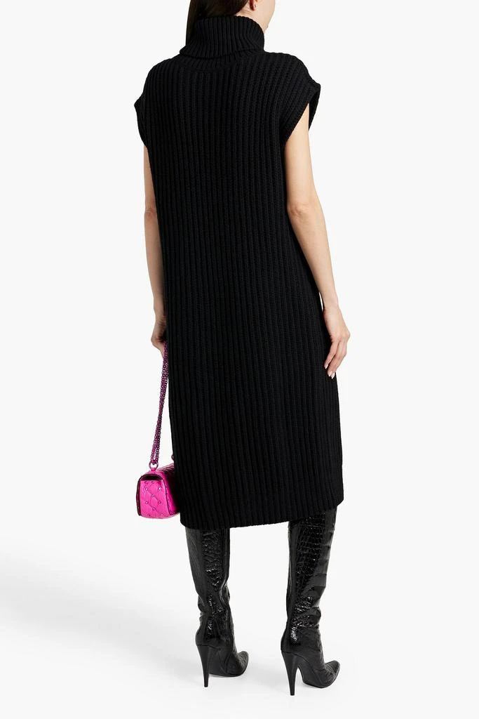 Valentino Feather-embellished ribbed wool and cashmere-blend turtleneck midi dress 3