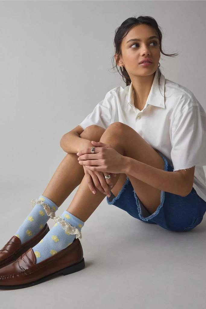 Urban Outfitters Printed Ruffle Foldover Sock 1