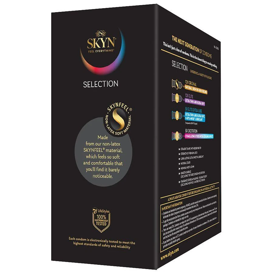 SKYN Selection Non-Latex Lubricated Condoms Sensual Masking, Nominal Width: 53 mm, Natural 5