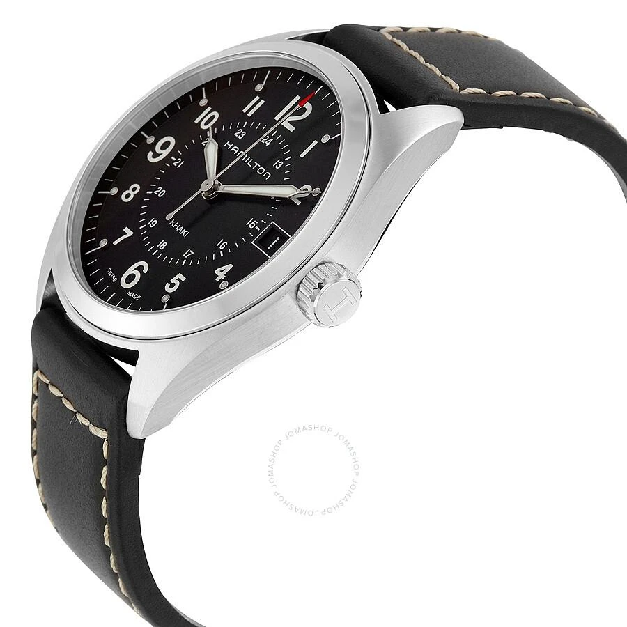 Hamilton Khaki Field Black Dial Black Leather Watch H68551733 2