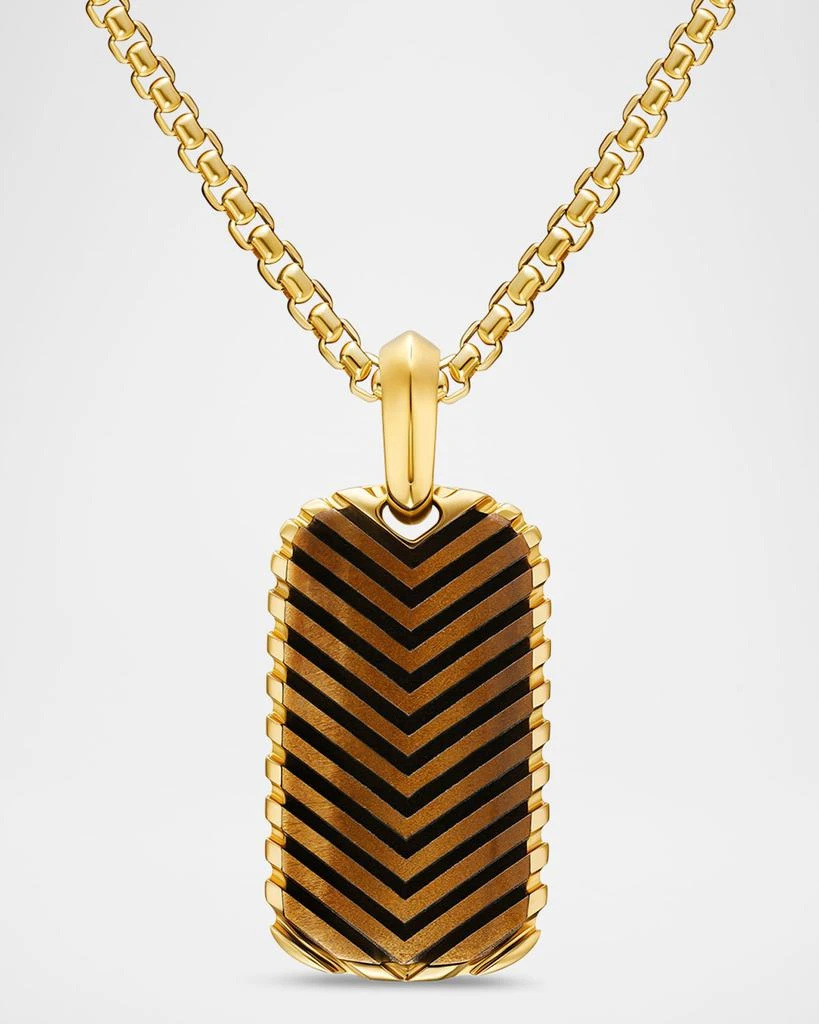 David Yurman Men
s Chevron Tag Enhancer in 18K Gold with Tigers Eye, 27mm
