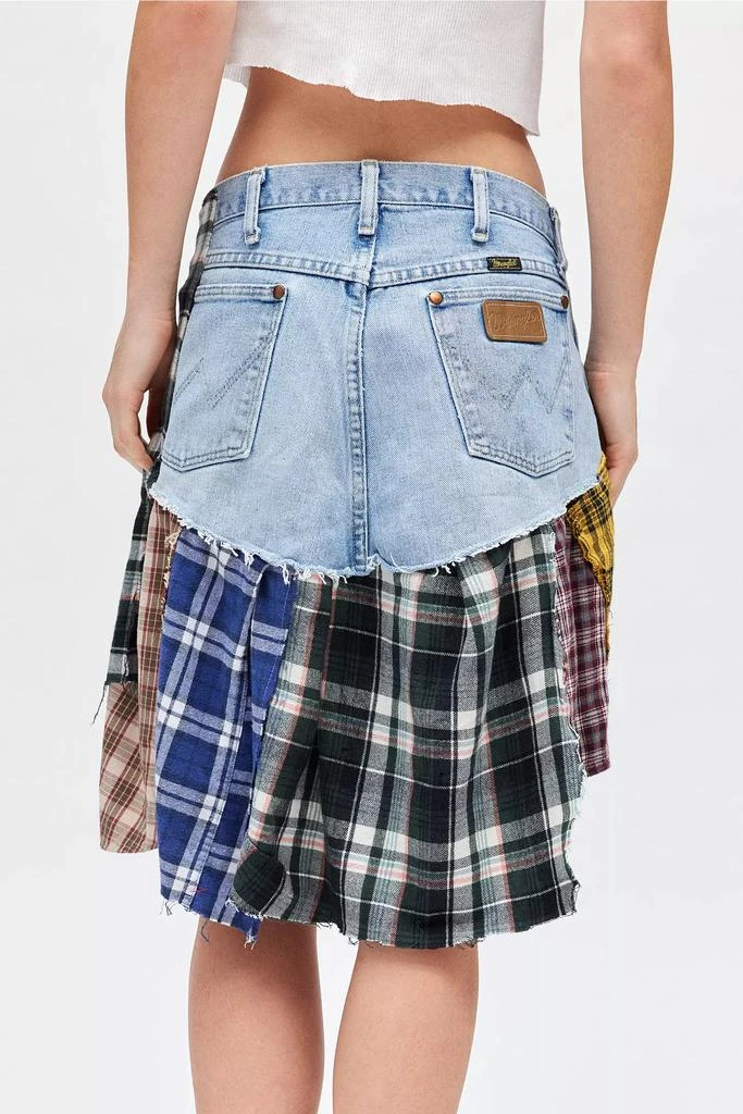 Urban Renewal ReMADE By UO Spliced Flannel Denim Mini Skirt 5
