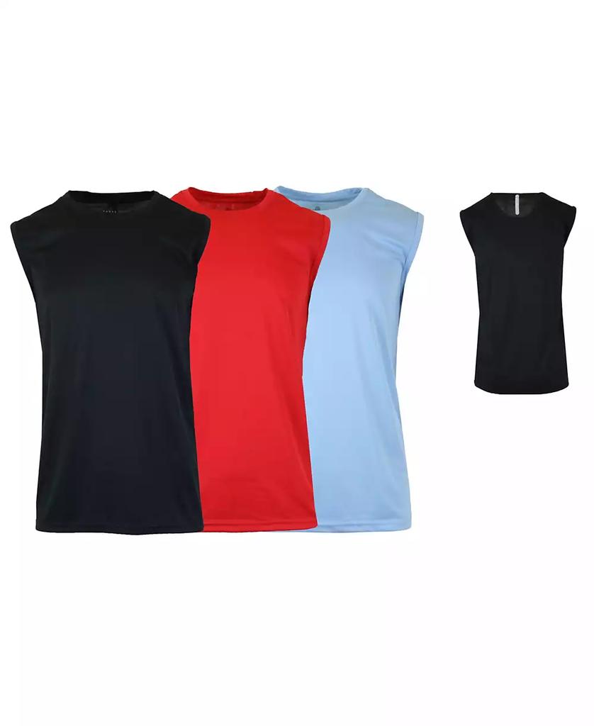 Galaxy By Harvic Men's Moisture-Wicking Wrinkle Free Performance Muscle Tee, Pack of 3