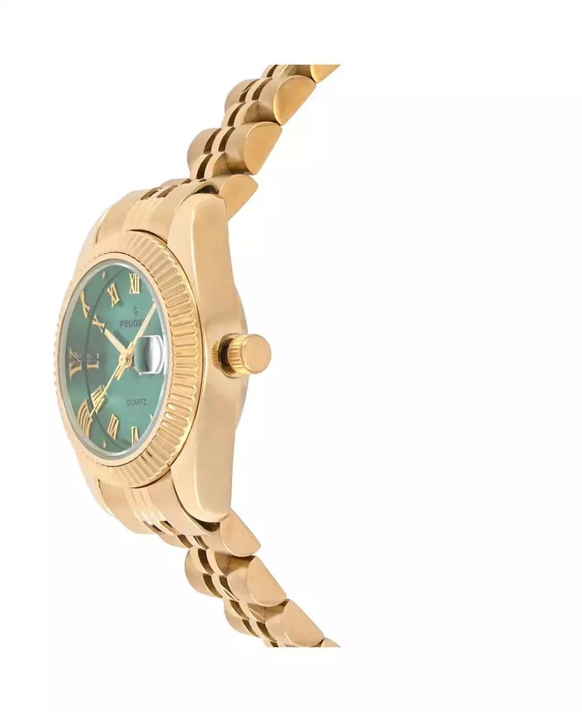 Peugeot Women
s Gold-Tone 25mm Fluted Bezel Steel Bracelet Watch with Green Dial 3