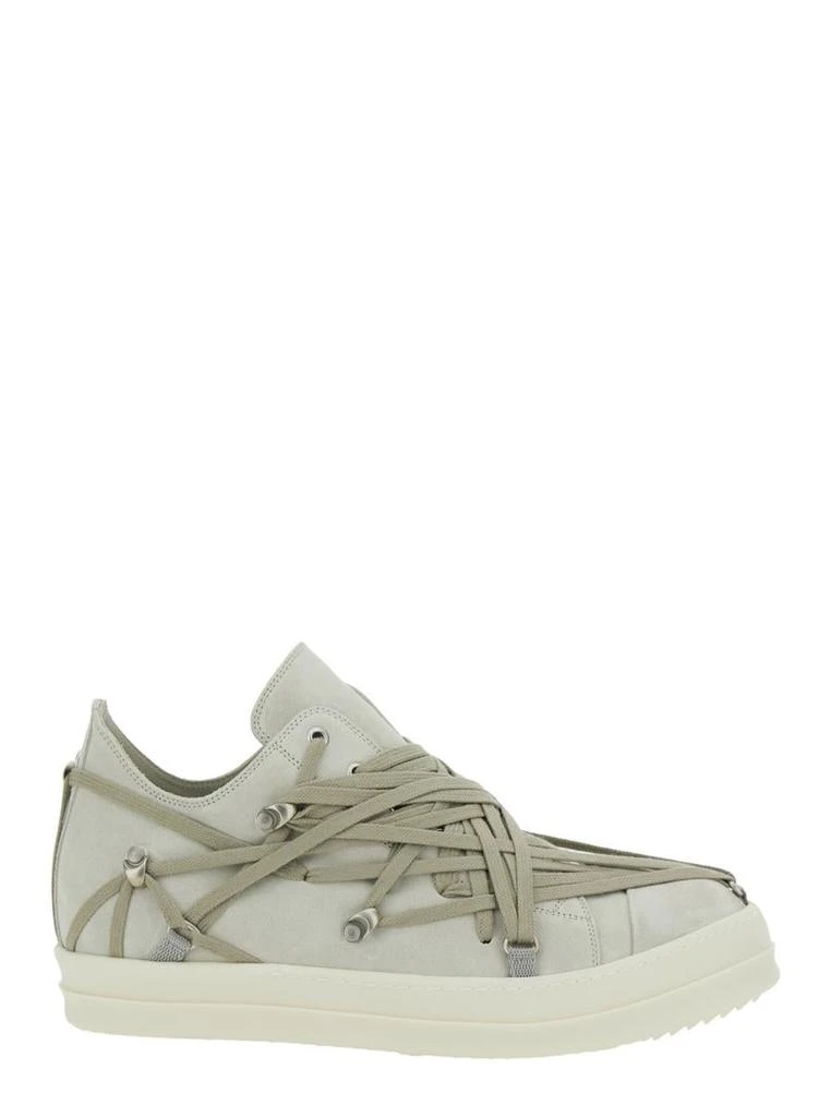 Rick Owens 'Megalace' Beige Sneakers With Decorative Oversize Laces In Leather Man 1