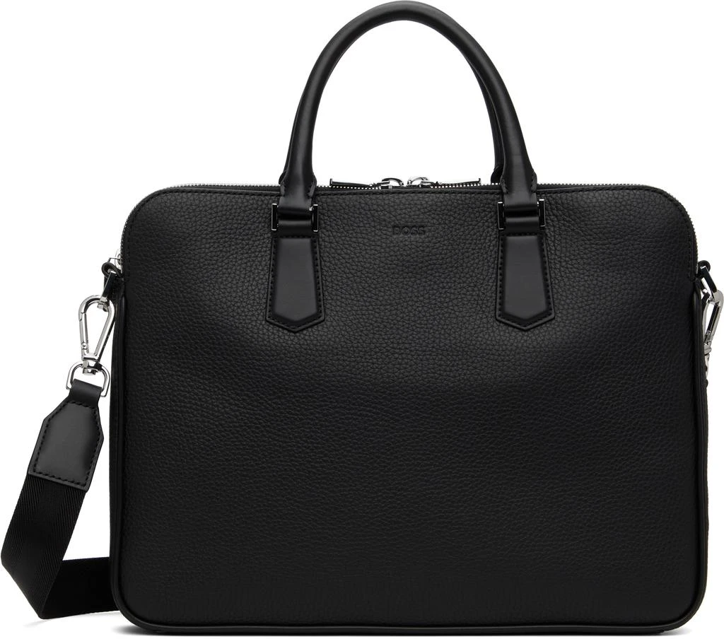 Hugo Boss Black Italian Leather Slimline Logo Briefcase 1