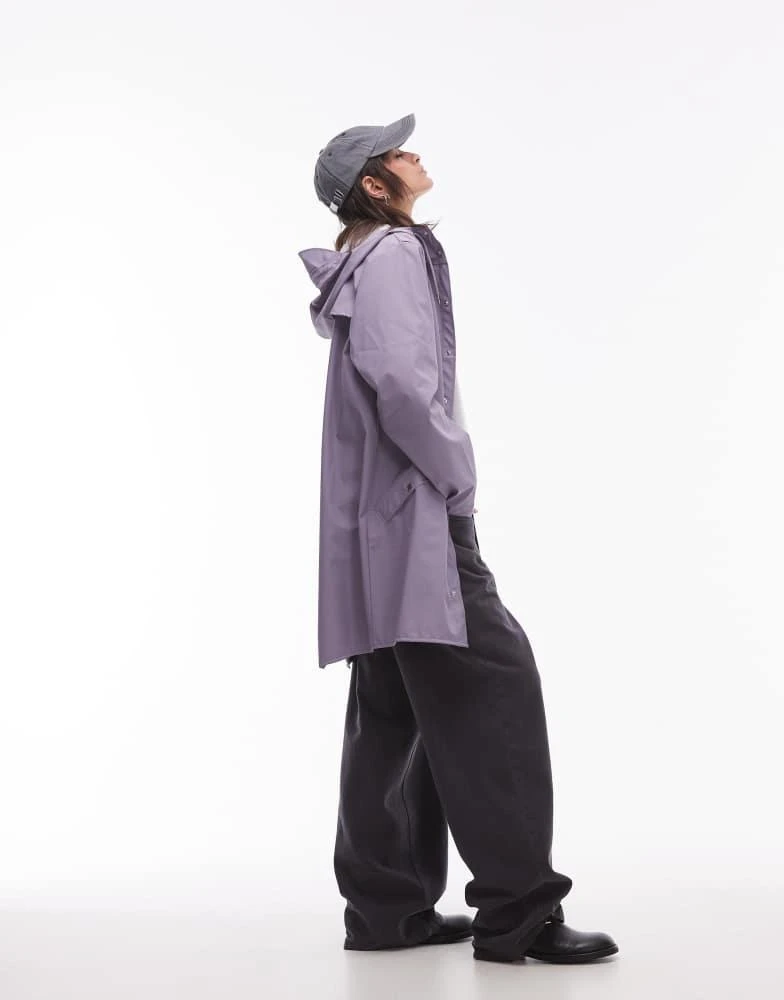 RAINS Rains 12020 waterproof long jacket in dusty purple exclusive to asos 2