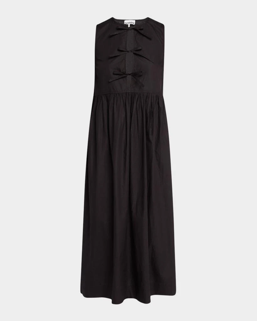 knee length dresses for ladies Ganni Black Cotton Poplin Long Smock Dress main image 1