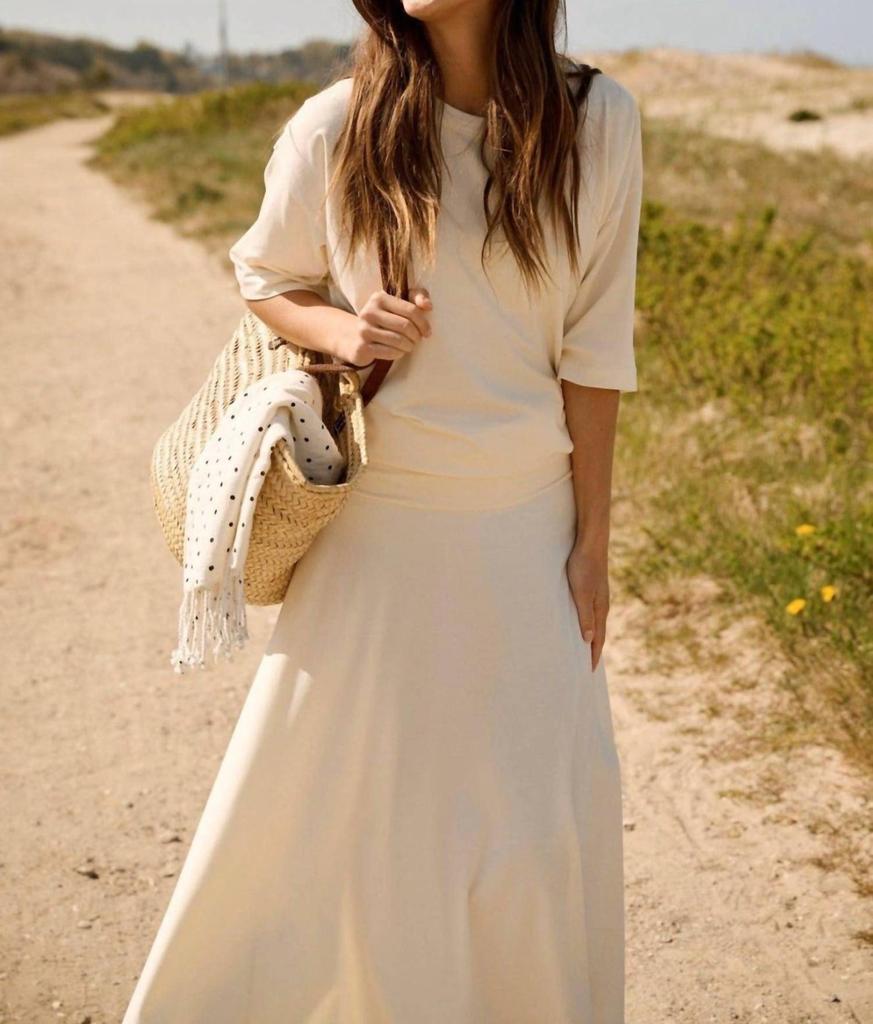 Moshi Moshi Mind Women Midi Waistband Jersey Skirt In White