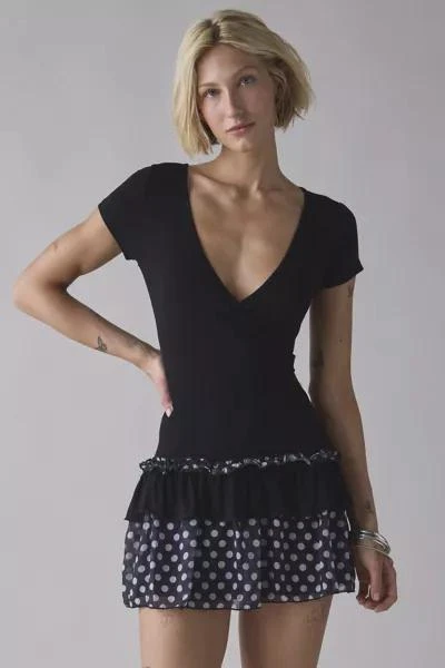 Motel Motel Navya Ruffle Wrap Drop Waist Mini Dress 1