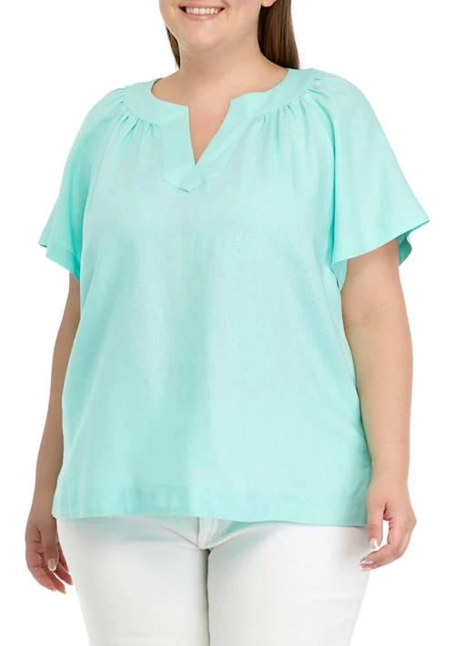 JONES NEW YORK Plus Size Short Sleeve Raglan Popover Blouse from Belk