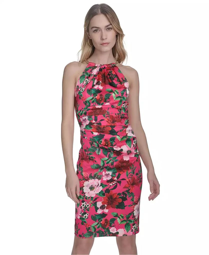 Eliza J Women
s Printed Side-Pleat Sleeveless Sheath Dress 4
