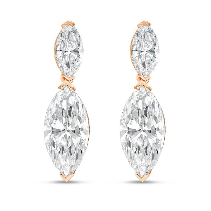 Diana M Jewels 14KW RG Drop Earrings 8.00 Ct TW of Lab grown marquise diamonds