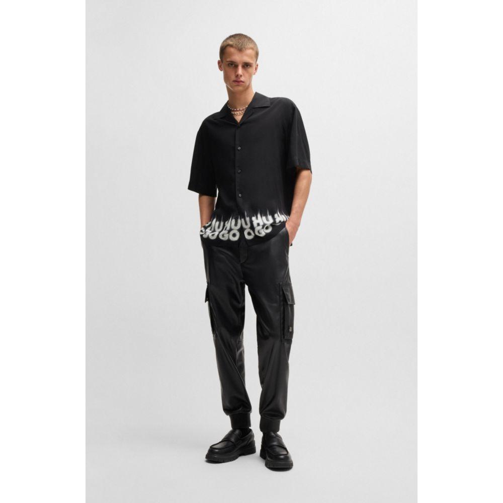 Hugo Boss Oversize-fit shirt with smoke logo-print hem